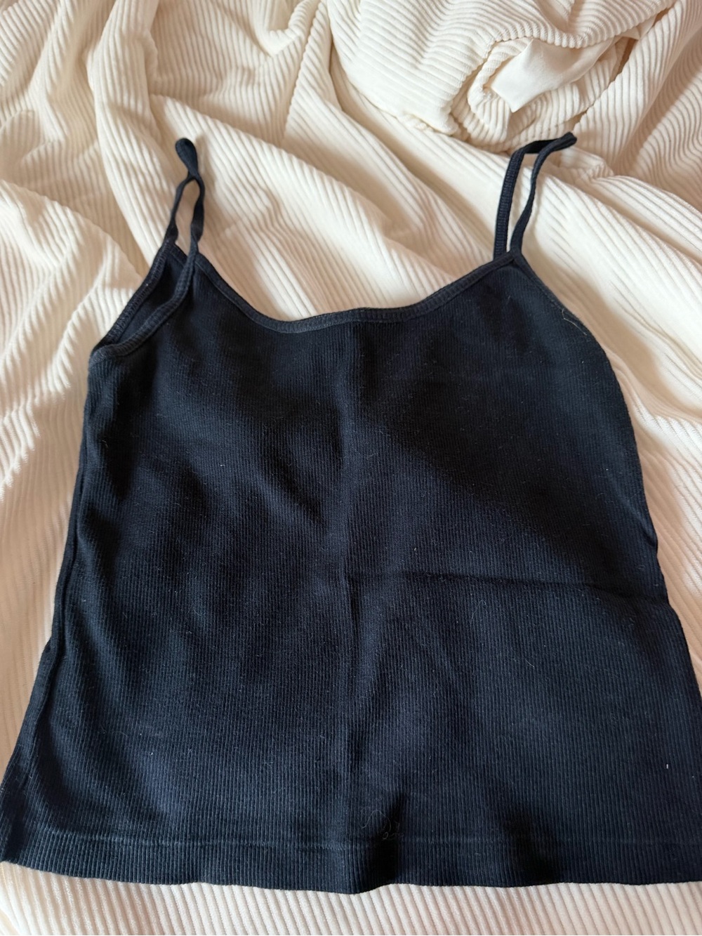 Brandy Melville Black Ribbed Spaghetti Strap Cami
